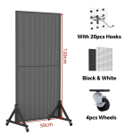 Metallist pegboard alusega liigutatav p&otilde;randal seisev hoiuriiul Ehete m&uuml;tside v&auml;ljapanekuks pegboard t&ouml;&ouml;riistadele magamistubadesse elutubadesse ja k&ouml;&ouml;kidesse Stand Black 120x50cm