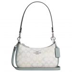 Coach Teri 20 Logo Monogramiga Kaetud L&otilde;uend ja Nahast &Otilde;lakott V&auml;ike Naiste &otilde;lakott H&otilde;be Sinine CDW52-SVYUA Basic Set (Bag+Dust Bag)