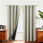 100% Pimendavad Kardinad Musta Voodri ja 2 Kihi Valgust Blokeeriva Kanga, Pimendavad, Termoisoleerivad, Aasadega Aknakardinad W94xH137cm&1 Panels beež