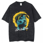 Meeste Rap 2pac Graafilise Prindiga T-s&auml;rk Suvine Vabaaja L&uuml;hikeste Varrukatega T-s&auml;rgid Topid T-s&auml;rgid Streetwear Vintage Tupac T-s&auml;rk S