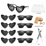 12-100 tk DIY Pulma S&uuml;damekujulised P&auml;ikeseprillid Kohandatavad Prillid V&auml;rvipliiatsidega Bachelorette Peo P&auml;ikeseprillid Pulmakingitused K&uuml;lalistele 12Pcs black