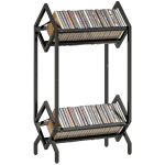 50 CD-plaadi hoiuriiul, 2-korruseline metallist CD-hoiukapp, iseseisev, lihtne kokku panna, must 45.2 x 25.4 x 80 cm