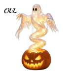 Vaikuvaimu kujukeste lambid Halloweeni keerlev k&otilde;rvitsahoovi lamp, Valgustatud &otilde;udsad kingitused naabritele kuju, Soe LED v&auml;listingimustes kaunistus Veranda A beige