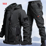 S&uuml;gis-talvine fliisvoodriga veekindel softshell-jope komplekt, v&auml;li-m&auml;gironimise soe mustuskindel t&ouml;&ouml;riietuse &uuml;likond 170/L black