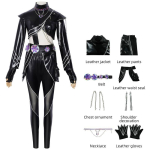 Kpop Demon Hunters Rumi Mira Zoey Cosplay Nahk Kost&uuml;&uuml;m PU Kangaga Anime Pidudeks Rumi,Adult XL black