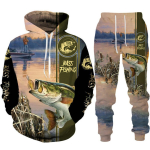 Meeste Loomade Bass Carp P&uuml;&uuml;k 3D Prindi Mood Fisher Tracksuit Unisex Hoodie Jooksup&uuml;ksid 2tk Komplekt V&auml;liriided Suurus S-6XL XXXL black