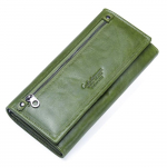 KONTAKT ehtsast nahast naiste rahakott, pikk rahakott, naiste sidur mobiiltelefoni kaardihoidja rahakottide jaoks roheline