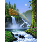 Huacani teemantmosaiigist maastik, ristpistega teemanttikandid juga 20*30 cm