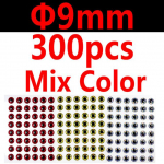 300 tk Hologrpaahiline 3D kalasilmade peibutis silmade loomiseks k&auml;rbsesidumine vooder s&ouml;&ouml;t kalasilmad 2mm kuni 10mm punane h&otilde;be kuld 9mm