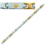 Les Tr&eacute;sors De Lily [E9042] - Bracelet acier plaqu&eacute; or 'Peaceful' argent&eacute; dor&eacute; - 21 cm 7 mm h&otilde;be