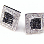 Les Tr&eacute;sors De Lily [F6247] - Boucles Argent 'Romy' Noir Blanc must