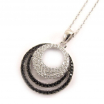 Altesse [L0182] - Collier Argent 'Scarlett' noir blanc must