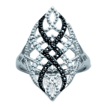 Bague Argent 'Carmen' noir blanc argent&eacute; (rhodi&eacute;) - 28 mm 52 must