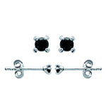 Les Tr&eacute;sors De Lily [L6305] - Boucles argent 'Essentiel' noir argent&eacute; (rhodi&eacute;) -  2 mm must