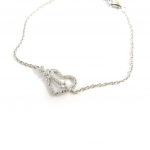 Les Tr&eacute;sors De Lily [M6193] - Bracelet argent 'Love' blanc argent&eacute; (rhodi&eacute;) - 11x7 mm h&otilde;be