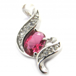 Les Tr&eacute;sors De Lily [M6202] - Pendentif Argent 'Sissi' rubis blanc argent&eacute; (rhodi&eacute;) - 18x10 mm h&otilde;be