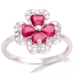 H&otilde;bes&otilde;rmus 'Clover' rubiinvalge h&otilde;be (roodiumiga kaetud) - 13x13 mm 50 h&otilde;be