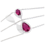 Les Tr&eacute;sors De Lily [N5405] - Bracelet Argent 'Sissi' rubis blanc argent&eacute; (rhodi&eacute;) - 25x9 mm h&otilde;be