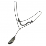 Les Tr&eacute;sors De Lily [P7893] - Collier cr&eacute;ateur acier 'Boho' noir (plume) - 20x7 mm must