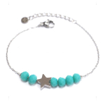 Les Tr&eacute;sors De Lily [Q5036] - Bracelet cr&eacute;ateur Acier 'Une Etoile est N&eacute;e' turquoise argent&eacute; - 35x9 mm t&uuml;rkiissinine