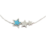 7bis [Q6229] - Bracelet artisanal 'Une Etoile est N&eacute;e' turquoise argent&eacute; -  19x10 mm t&uuml;rkiissinine