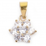 Les Tr&eacute;sors De Lily [Q9431] - Pendentif Plaqu&eacute; Or 'Fleur de Cristal' blanc dor&eacute; - 10 mm valge