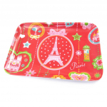 Les Tr&eacute;sors De Lily [M4567] - Petit plateau 'Paris' rouge (15x11 cm) punane