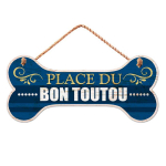 Les Tr&eacute;sors De Lily [Q7105] - Plaque bois 'Messages' bleu (Os - Place du Bon Toutou) - 30x13. 5 cm sinine