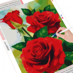 T&auml;is&uuml;mmargune puur Teemanttikandid Roos 5D Teemantv&auml;rvimine Lilleristpistes 20X30CM