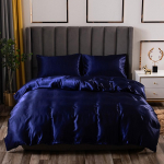 Luksuslikud satiinist voodilinad imitatsiooniga siidist voodipesukomplekt Pehme tekikott Queen King voodipesu padjap&uuml;&uuml;rid kodutekstiili jaoks 150*200cm