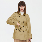 Trench-mantel Ziai Buttons Belt Short Naiste rev&auml;&auml;ridega mood klassikaline Tuulejokk S pruunikas-kollane