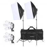 Andoer Studio fotovalgusti komplekt 2 * Softbox / 2 * 4in1 pirnipesa / 8 * 45 W pirn / 2 * valgus EU Plug must