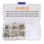 210 tk isoleeritud emase juhtme pistik 2,8/4,8/6,3 mm elektrilise traadi pressklemmid, labida&uuml;hendused, komplekt 210PCS
