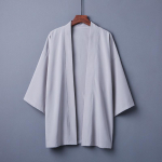 Moodne suvine tavaline v&auml;rviline mantel Jaapani kimonokardigan kimono haori naisele, mees, avar &otilde;huke must pealisr&otilde;ivas One Size helehall v&auml;rv