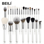 BEILI meigipintslite komplekt 24tk Make Up Tools for Women Foundation Powder Lauv&auml;rv P&otilde;sepuna Pintsel Looduslikud kitsekarvad valge/h&otilde;bedane