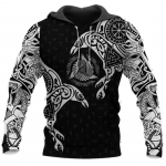 Urban Trend Cosplay Style Meeste kapuuts kevade ja s&uuml;gise Kvaliteetsed Viimistletud Mustrid Viking Myth Totem 3D Prindiga dressipluus 4XL XL