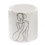 Les Tr&eacute;sors De Lily [R8309] - Kuldvalge 'Arty' keraamiline potikaas - 15x15 cm valge