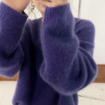 Pullover Kampsun S&uuml;gis- ja Talvine Kaelusega Kampsun Naiste Avar sviiter Slouchy Pehme Vahavillane Kootud Sviiter One Size lilla