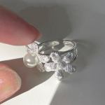 Foxanry p&auml;rlitega s&otilde;rmused naiste paaridele Uued trendikad elegantsed lilledega geomeetrilised k&auml;sitsi valmistatud s&uuml;nnip&auml;evapeo ehted kingitused 17mm h&otilde;be