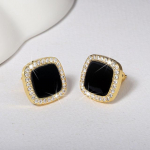 Klassikaline 14k kullast Ehted Must Obsidian Stud K&otilde;rvar&otilde;ngas Naistele Aros Mujer Oreja Orecchini 14K Kuld K&otilde;rvar&otilde;ngas Must Topaasi Ehted