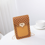 Naiste tr&uuml;kitud ruuduline mobiiltelefonikott Trend Niche Mini Zero Wallet seljakott Crossbody kott one size kollane
