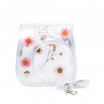 L&auml;bipaistev PVC Daisy Gypsophila kaamera&uuml;mbris &otilde;larihma kott Fujifilm Instax Mini 11 9 8 kiirfilmikaamera jaoks roosa