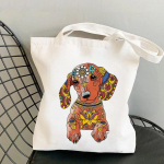 Armunud s&uuml;dametega poodleja pruun taks, naiste kandekott Harajuku shopper k&auml;ekott t&uuml;druk &Otilde;lakott Lady Canvas Bag 34*42cm