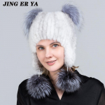 JERYAFUR naturaalsest naaritsakarusnahast m&uuml;tsid naistele Armsad kassik&otilde;rvad paks talvem&uuml;ts Naiste moodne karusnahk kividega kootud nokam&uuml;tsid