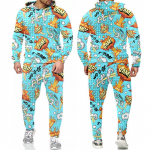 Meeste komplektid Naljakas Bang Graffiti 3D prinditud kapuutsid ja p&uuml;ksid Meeste dressid Hip Hop Trend Sportwear 2-osalised &uuml;likonnad, &uuml;lisuured r&otilde;ivad XXXL