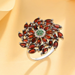 Imeilus hele luksuslik naturaalne punane granaadist s&otilde;rmus naistele 925 sterlingh&otilde;bedast ehtsast v&auml;&auml;riskivist peen ehe juubelikingitus us ring size 7# punane