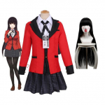 T&auml;iskasvanud Lapsed Anime Jabami Yumeko Cosplay Kost&uuml;&uuml;m Kakegurui Vorm Halloween Riietus L-(Costume+Wig)