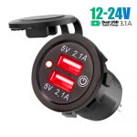 Kiirlaadimise kahe USB-autolaadija pistikupesa veekindel 12v/24v USB kiirlaadimispistikupesa puutel&uuml;litiga pistikupesa punane