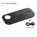 3-&uuml;hes kokkupandav juhtmevaba laadija alus C-t&uuml;&uuml;pi kiirlaadijad iPhone'ile 13 12 11 Airpods Apple Iwatch 6 7 laadimisjaam A32 NO Plug Black must