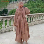Dubai T&uuml;rgi Araabia elegantne &scaron;ifoonist kimono naistele moslemi &uuml;hev&auml;rviline 3 kihti avatud islami r&otilde;ivad moslemi kleidid Abaya xxl